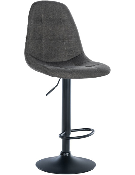 Tabouret de bar moderne en Tissu Gris foncé Métal Noir Leyran - 1
