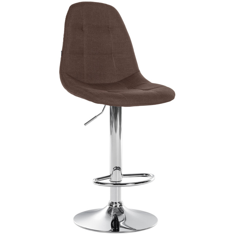 Tabouret de bar moderne en Tissu Marron Métal Argenté Leyran - 1