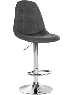 Tabouret de bar moderne en Tissu Gris foncé Métal Argenté Leyran - 1