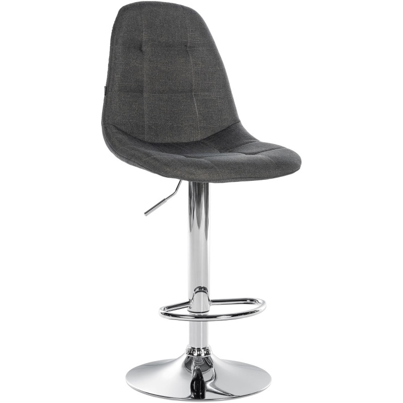 Tabouret de bar moderne en Tissu Gris foncé Métal Argenté Leyran - 1