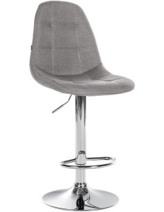 Tabouret de bar moderne en Tissu Gris Métal Argenté Leyran - 1