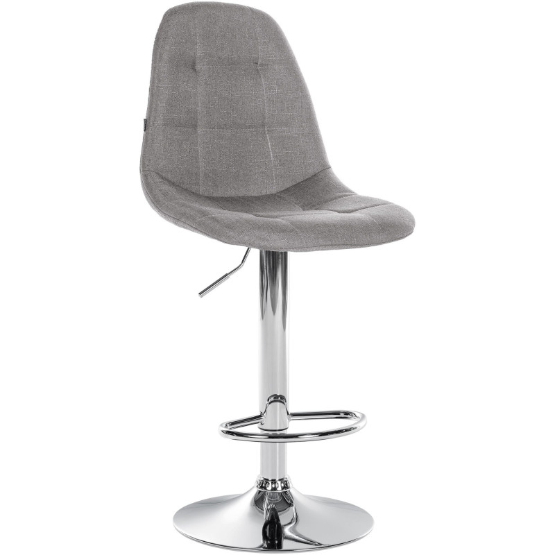 Tabouret de bar moderne en Tissu Gris Métal Argenté Leyran - 1