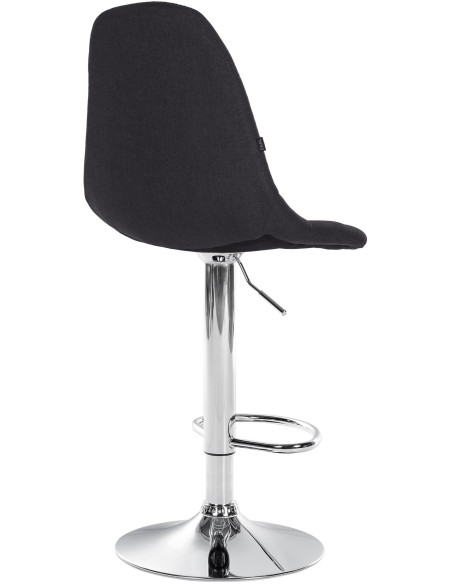 Tabouret de bar moderne en Tissu Noir Métal Argenté Leyran - 2