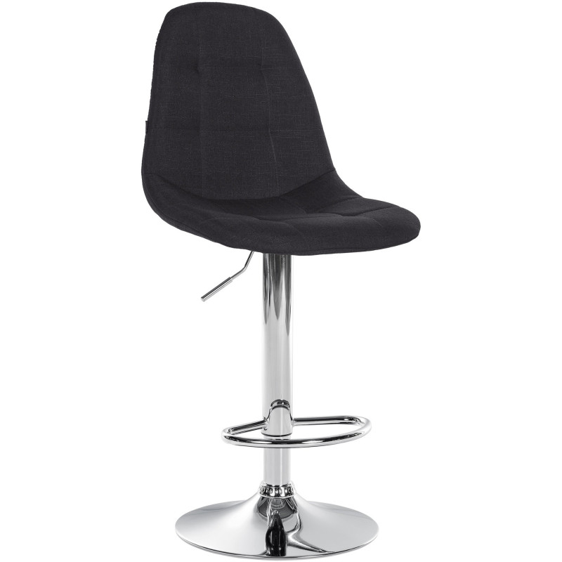 Tabouret de bar moderne en Tissu Noir Métal Argenté Leyran - 1