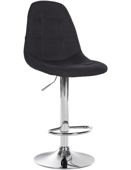 Tabouret de bar moderne en Tissu Noir Métal Argenté Leyran - 1