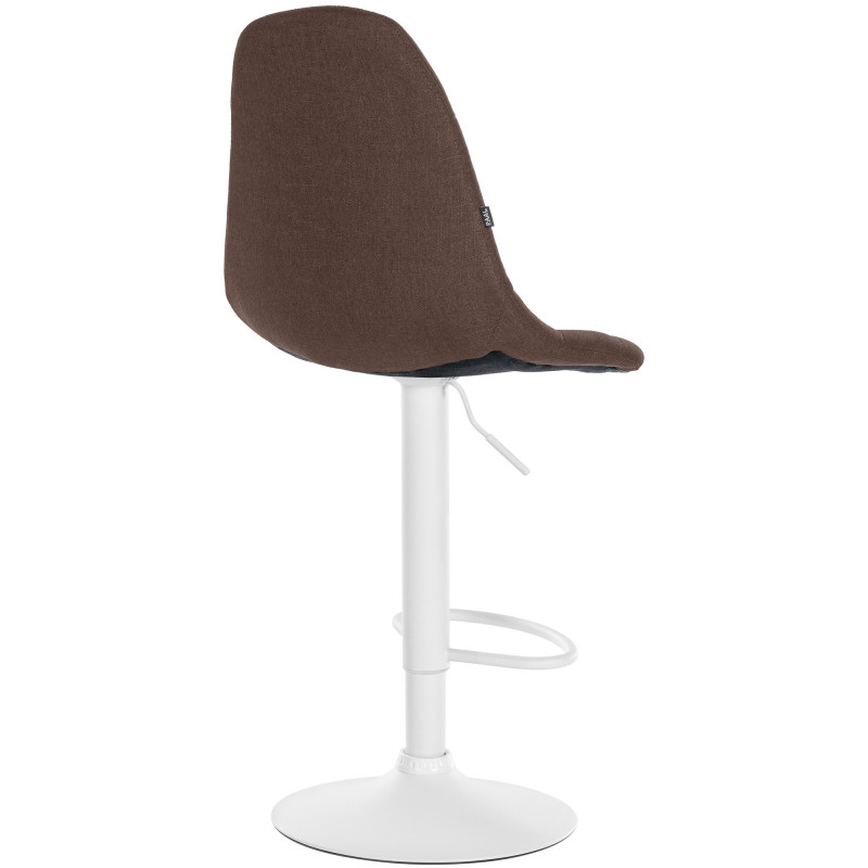 Tabouret de bar moderne en Tissu Marron Métal Blanc Leyran - 2