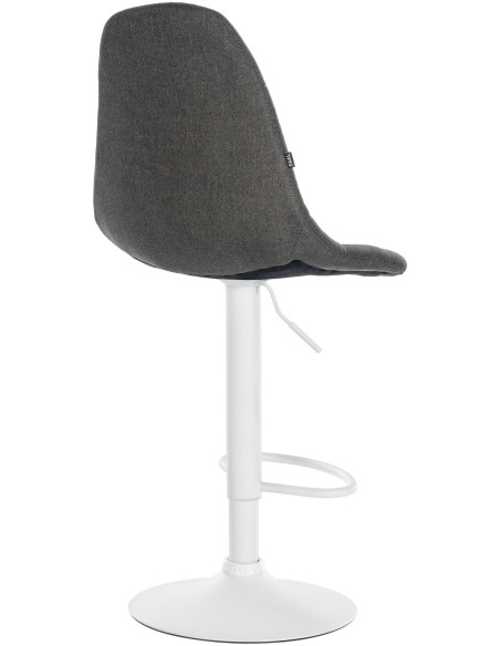 Tabouret de bar moderne en Tissu Gris foncé Métal Blanc Leyran - 2