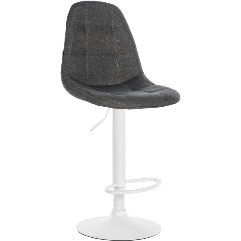 Tabouret de bar moderne en Tissu Gris foncé Métal Blanc Leyran - 1