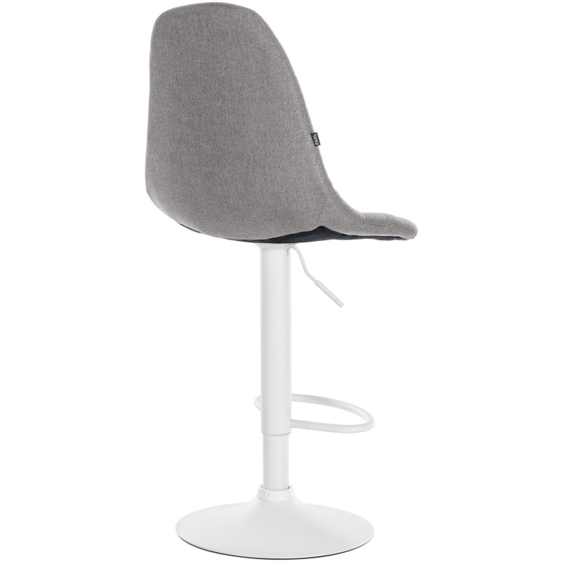 Tabouret de bar moderne en Tissu Gris Métal Blanc Leyran - 2