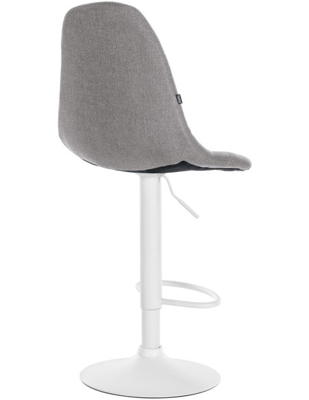 Tabouret de bar moderne en Tissu Gris Métal Blanc Leyran - 2