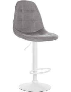Tabouret de bar moderne en Tissu Gris Métal Blanc Leyran - 1