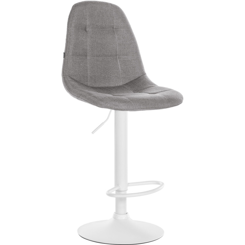 Tabouret de bar moderne en Tissu Gris Métal Blanc Leyran - 1