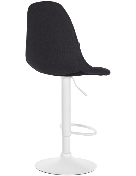 Tabouret de bar moderne en Tissu Noir Métal Blanc Leyran - 2