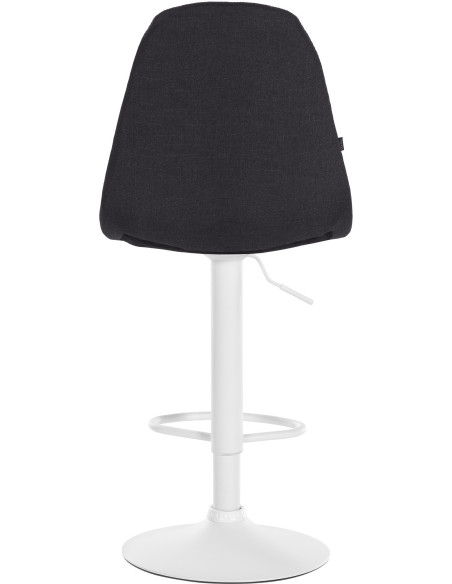 Tabouret de bar moderne en Tissu Noir Métal Blanc Leyran - 3