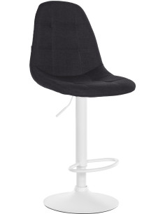 Tabouret de bar moderne en Tissu Noir Métal Blanc Leyran - 1