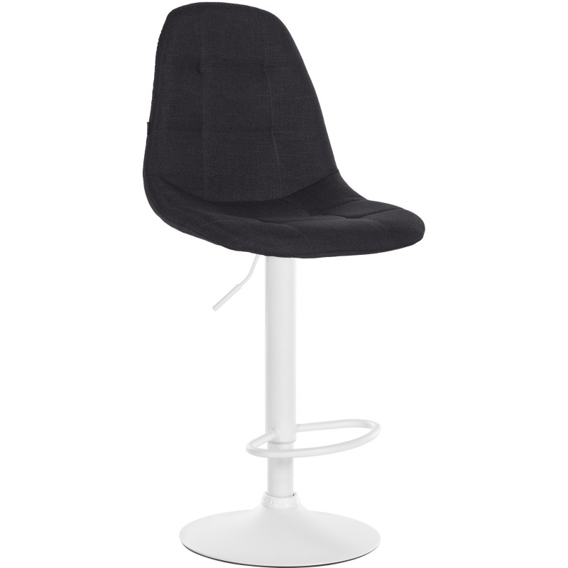 Tabouret de bar moderne en Tissu Noir Métal Blanc Leyran - 1