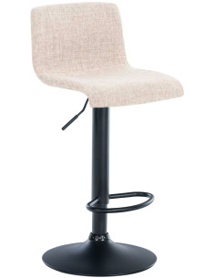 Tabouret de bar moderne en Tissu Blanc crème Métal Noir Stano - 1