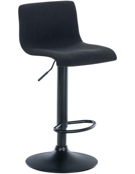 Tabouret de bar moderne en Tissu Noir Métal Noir Stano - 1