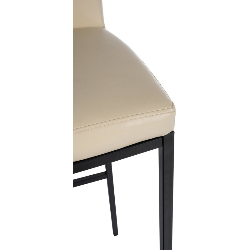 Tabouret de bar minimaliste en Polyuréthane Blanc crème Métal Noir Wivany - 4