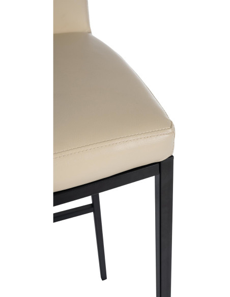 Tabouret de bar minimaliste en Polyuréthane Blanc crème Métal Noir Wivany - 4