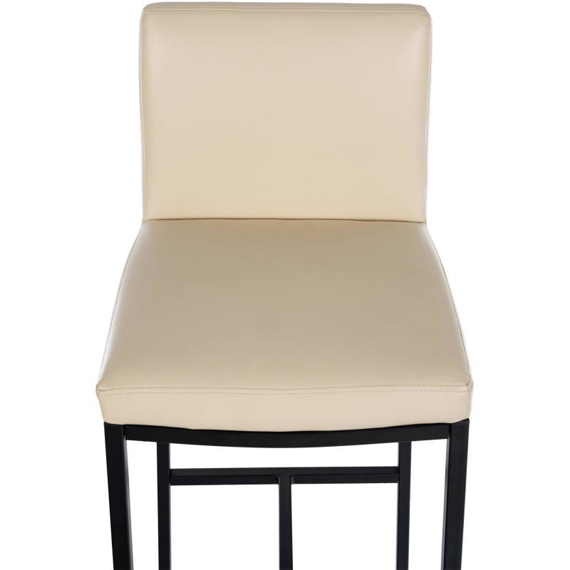 Tabouret de bar minimaliste en Polyuréthane Blanc crème Métal Noir Wivany - 3