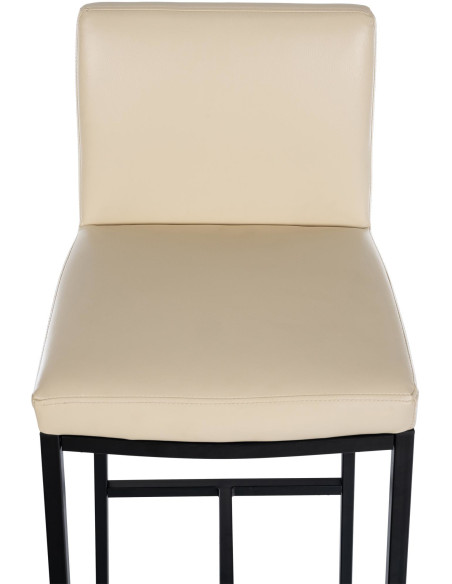 Tabouret de bar minimaliste en Polyuréthane Blanc crème Métal Noir Wivany - 3