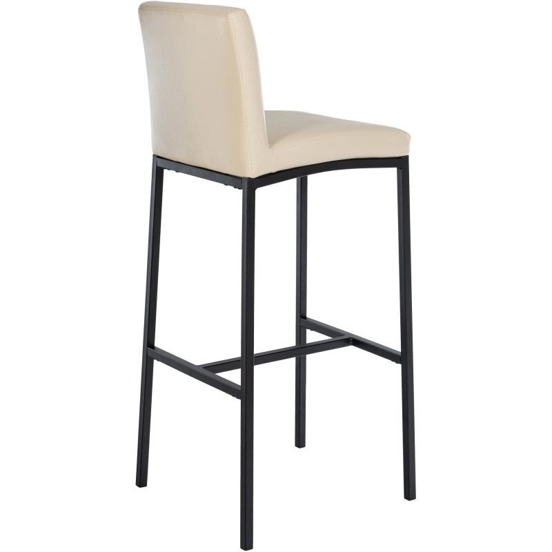 Tabouret de bar minimaliste en Polyuréthane Blanc crème Métal Noir Wivany - 2