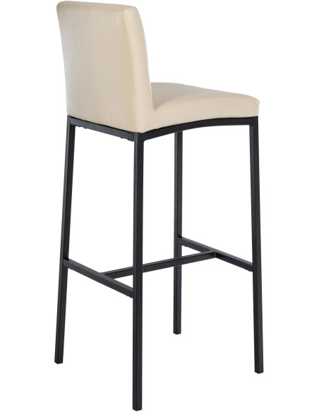 Tabouret de bar minimaliste en Polyuréthane Blanc crème Métal Noir Wivany - 2