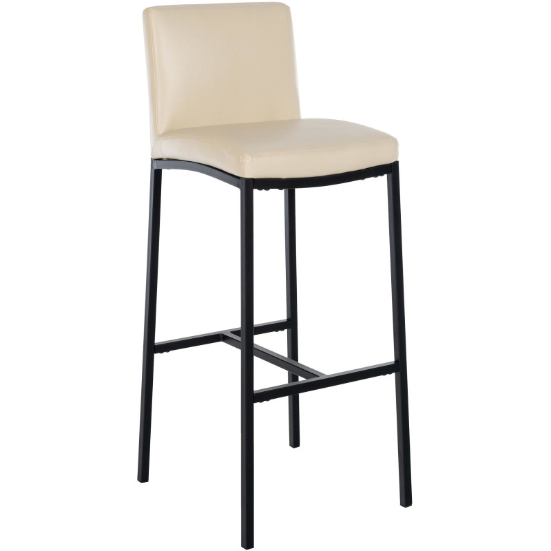 Tabouret de bar minimaliste en Polyuréthane Blanc crème Métal Noir Wivany - 1