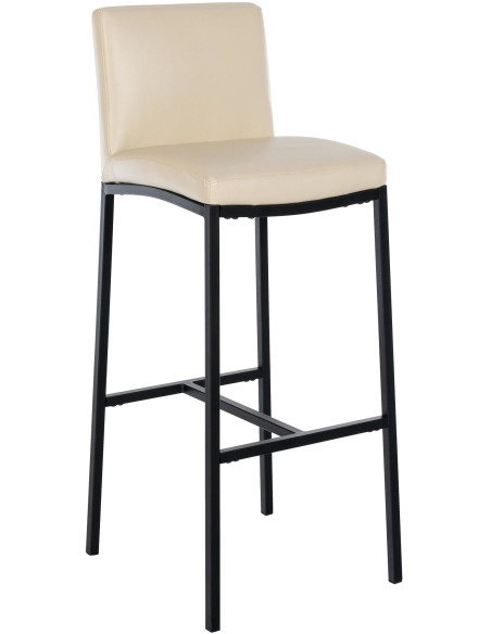 Tabouret de bar minimaliste en Polyuréthane Blanc crème Métal Noir Wivany - 1