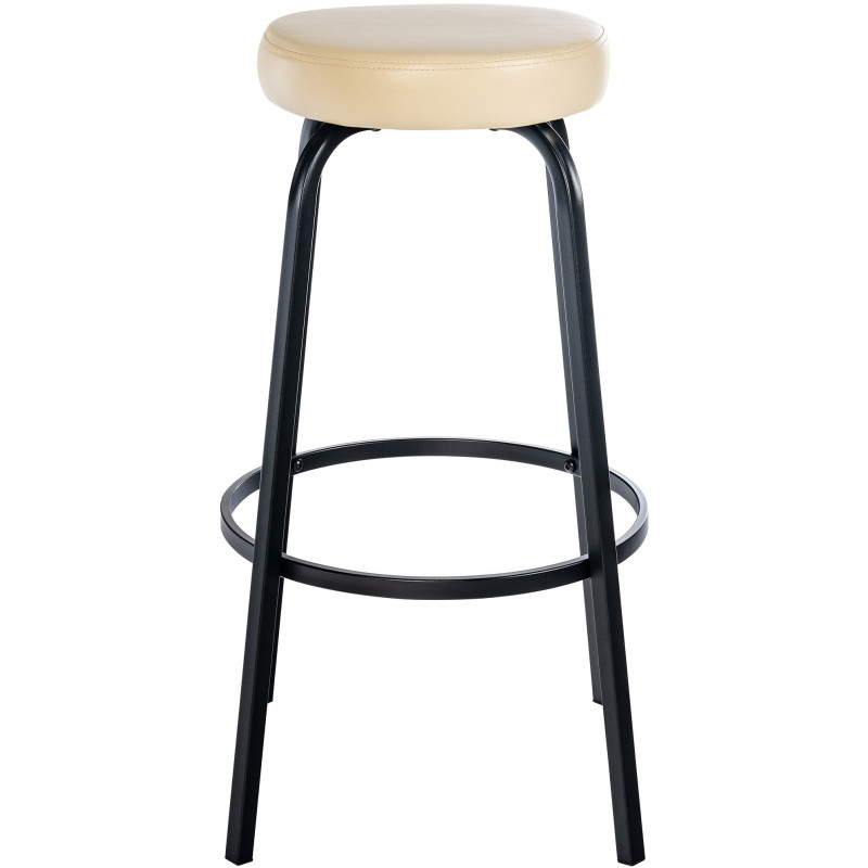 Tabouret de bar rond en Polyuréthane Blanc crème Métal Noir Cyanor - 1