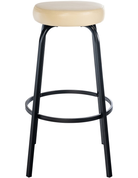 Tabouret de bar rond en Polyuréthane Blanc crème Métal Noir Cyanor - 1