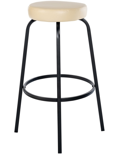 Tabouret de bar rond en Polyuréthane Blanc crème Métal Noir Cyanor - 2
