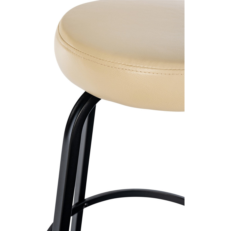 Tabouret de bar rond en Polyuréthane Blanc crème Métal Noir Cyanor - 4