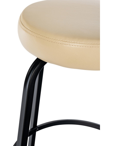 Tabouret de bar rond en Polyuréthane Blanc crème Métal Noir Cyanor - 4