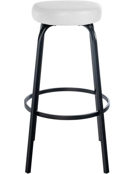 Tabouret de bar rond en Polyuréthane Blanc Métal Noir Cyanor - 1