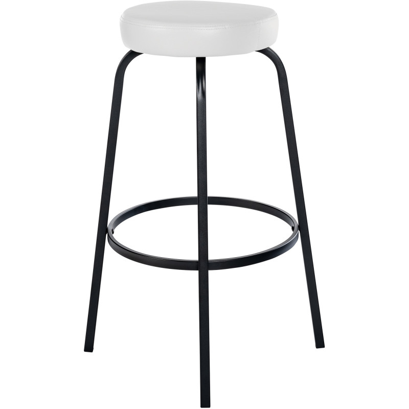 Tabouret de bar rond en Polyuréthane Blanc Métal Noir Cyanor - 2