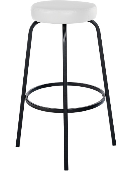 Tabouret de bar rond en Polyuréthane Blanc Métal Noir Cyanor - 2