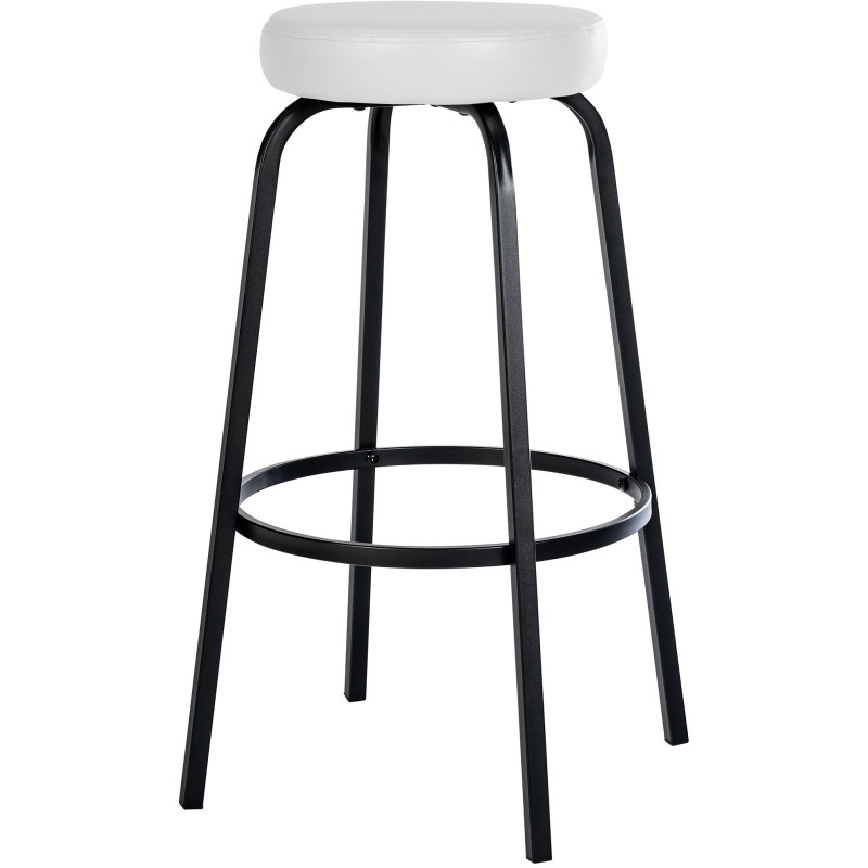 Tabouret de bar rond en Polyuréthane Blanc Métal Noir Cyanor - 3