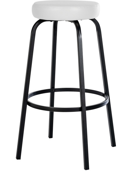 Tabouret de bar rond en Polyuréthane Blanc Métal Noir Cyanor - 3