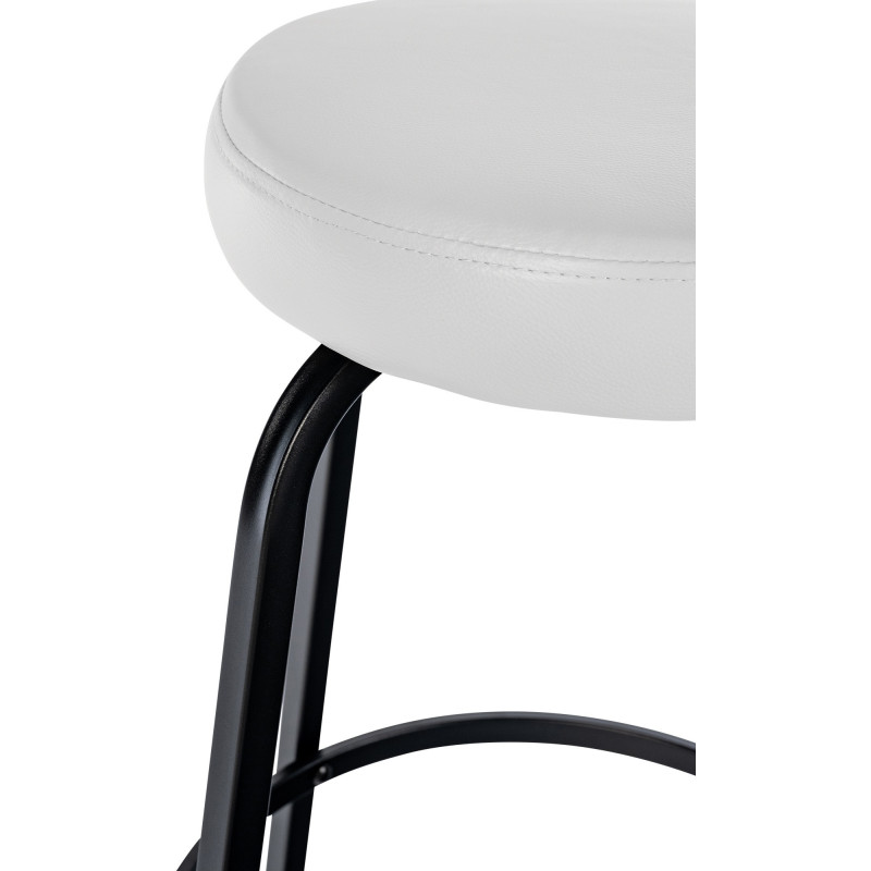 Tabouret de bar rond en Polyuréthane Blanc Métal Noir Cyanor - 5
