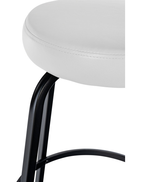 Tabouret de bar rond en Polyuréthane Blanc Métal Noir Cyanor - 5