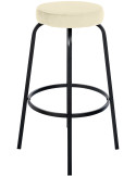 Tabouret de bar crème en velours et métal noir 54 x 54 x 77 cm Cyanor