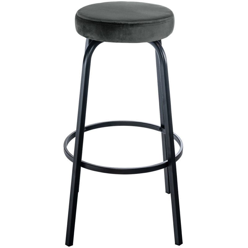 Tabouret de bar rond en Velours Gris foncé Métal Noir Cyanor - 1