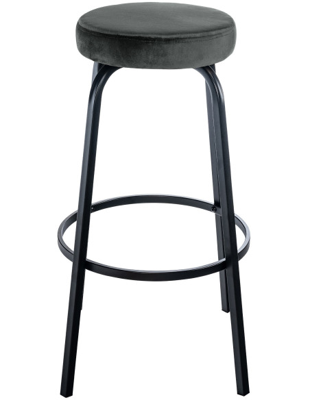 Tabouret de bar rond en Velours Gris foncé Métal Noir Cyanor - 1