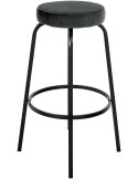 Tabouret de bar fixe gris foncé en velours et métal noir 54 x 54 x 77 cm Cyanor