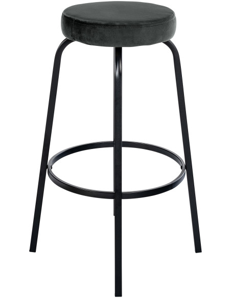 Tabouret de bar rond en Velours Gris foncé Métal Noir Cyanor - 2