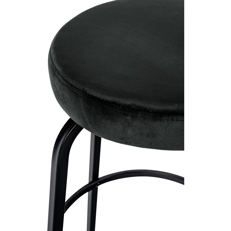 Tabouret de bar rond en Velours Gris foncé Métal Noir Cyanor - 5