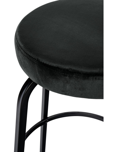 Tabouret de bar rond en Velours Gris foncé Métal Noir Cyanor - 5