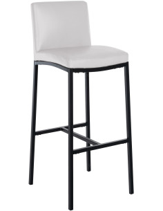 Tabouret de bar minimaliste en Polyuréthane Blanc Métal Noir Wivany  - 1